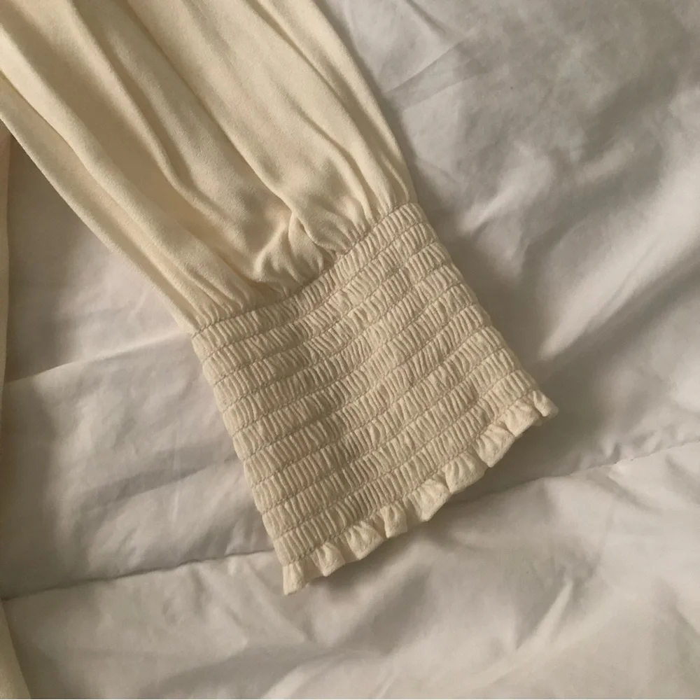 Reformation Cream Peplum Puff Sleeve Blouse